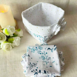 Lingettes lavables avec panier de rangement tissu coton et double gaze