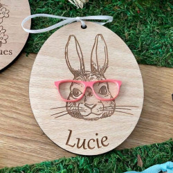 Plaque de porte enfant en bois Lapin