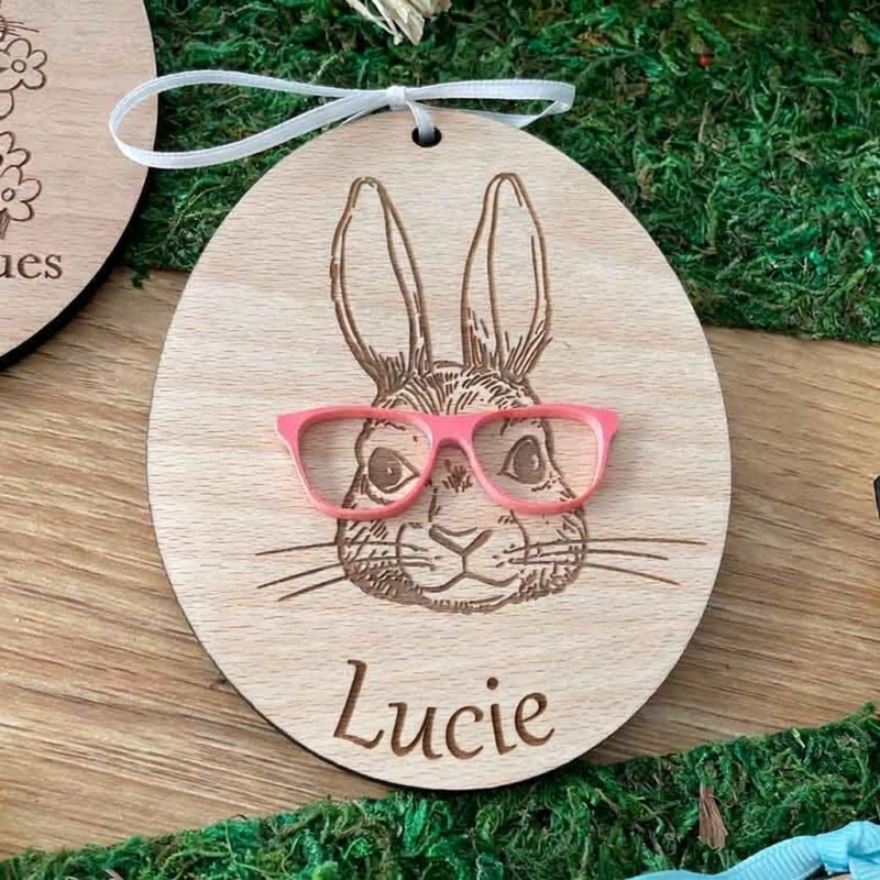 Plaque de porte enfant en bois Lapin