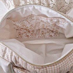 Sac bowling fille fleurs beige blanc