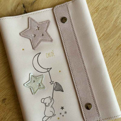 Protège carnet de santé personnalisé cuir fille rose personnalisé
