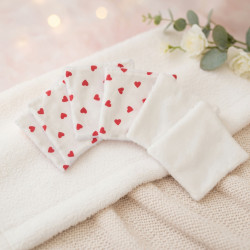 Lingettes tissu petits coeurs rouges