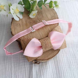 Noeud papillon liège et satin rose