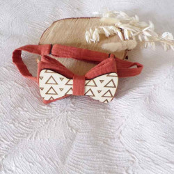 Nœud papillon en bois et double  gaze adulte