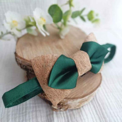 Nœud papillon en satin et liège vert