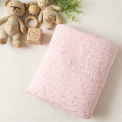 Couverture bébé double gaze rose prénom brodé