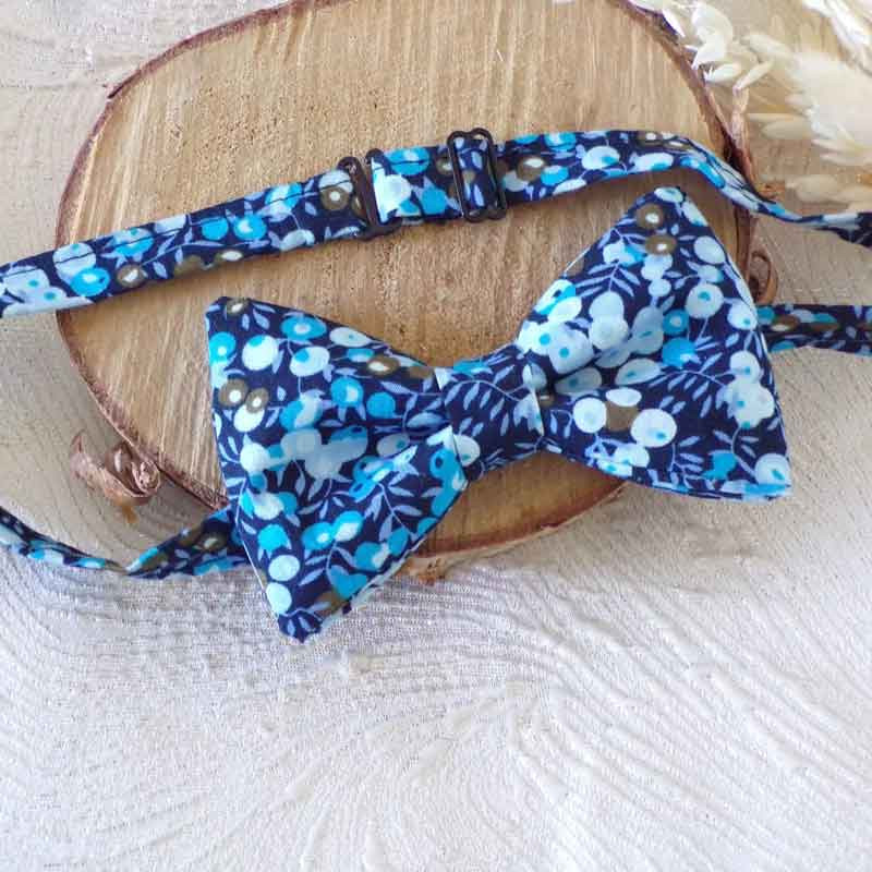 Nœud papillon liberty fleurs bleues