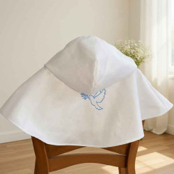 Cape de baptême bébé avec capuche motif colombe