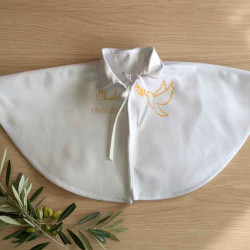 Cape de baptême avec motif Colombe branche d'olivier