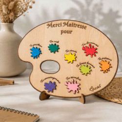Palette de Peinture Personnalisée en Bois "Merci Maîtresse"