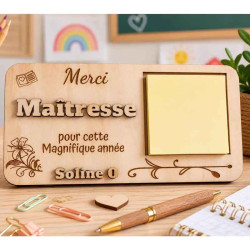 Support post-it en bois personnalisé pour cadeau de fin d'année