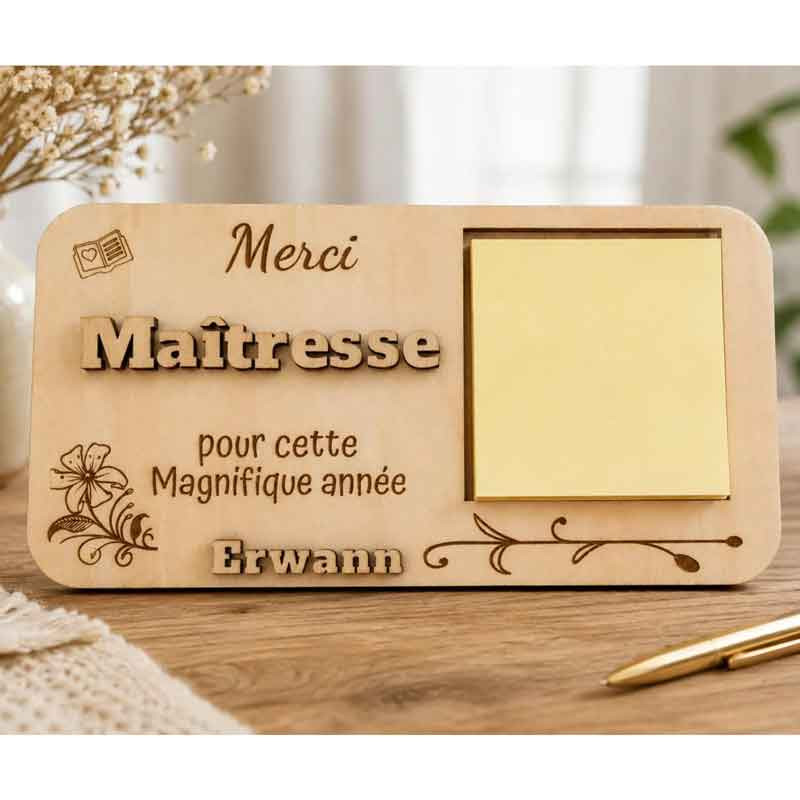 Cadre Bloc Notes Merci Maîtresse personnalisé