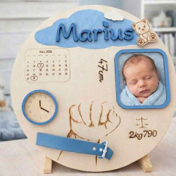 Plaque de naissance personnalisée pour bébé garçon