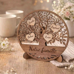Arbre de vie personnalisé en bois avec prénoms gravés