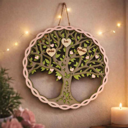 Arbre de vie mural personnalisé en bois coloré