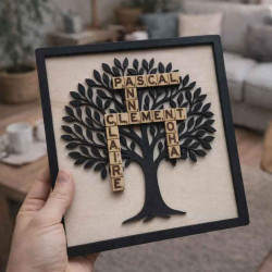 Cadre Arbre de vie personnalisé en bois noir