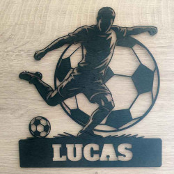 Plaque de Porte Football Personnalisée en Bois