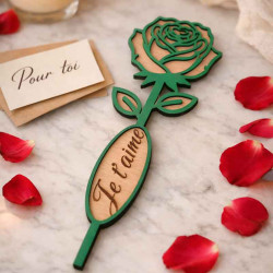 Rose en bois personnalisable avec contour coloré