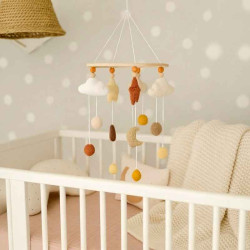 Mobile bébé en crochet 18 pièces - Nuages, lunes, étoiles et boules