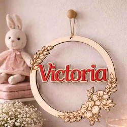 Couronne fleurs en bois bébé fille