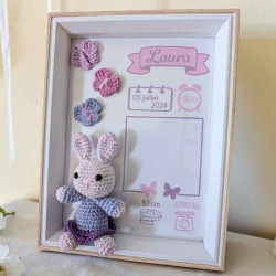 Cadeau de naissance personnalisé bébé fille décoration murale doudou lapine