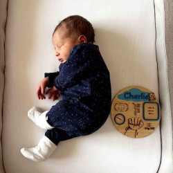 Carte étape bébé bois avec photo