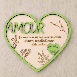 Décoration coeur personnalisée pour cadeau de mariage