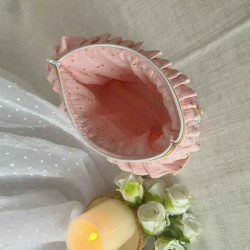 Trousse de toilette matelassée en double gaze de coton rose