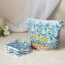 Coffret cadeau : Lingettes lavables et trousse liberty personnalisable