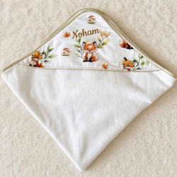 Cape de bain bébé capuche motifs prénom bébé