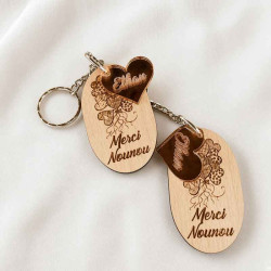 Porte-Clé Coeur personnalisé Merci Nounou Maîtresse