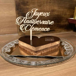 Cake topper personnalisé sur trois lignes