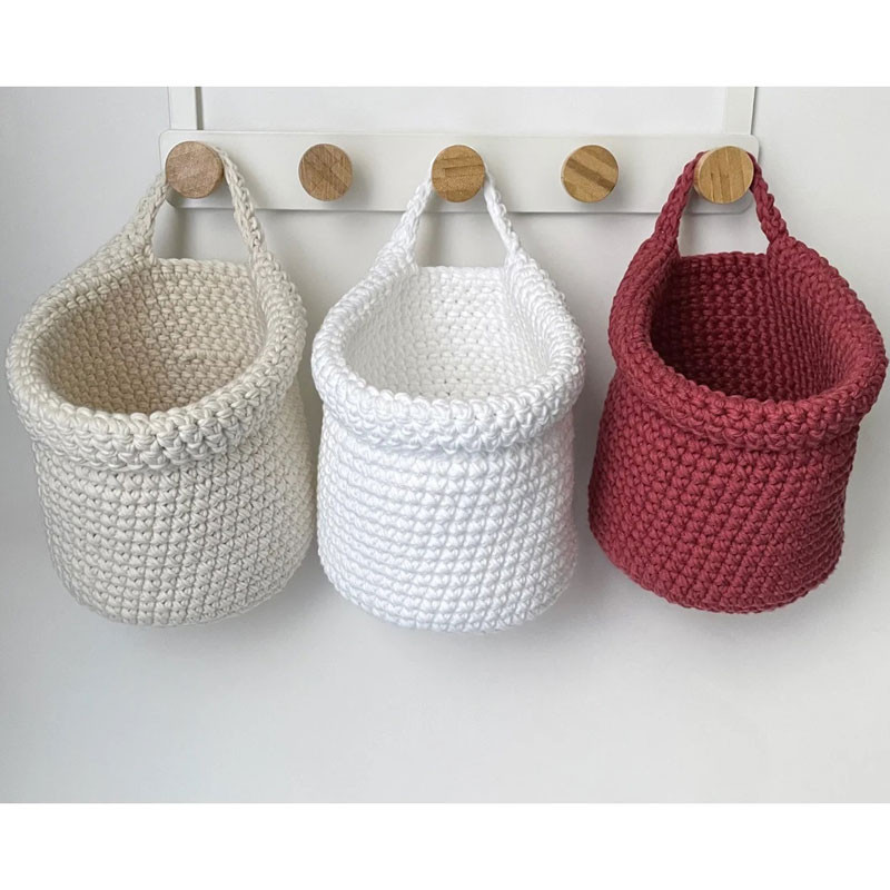 Panier à suspendre multi-usage en corde de jute et coton à suspendre au mur pour légumes et fruits - Tissé à la main - Respirant - 21 x 21 x 23 cm (l
